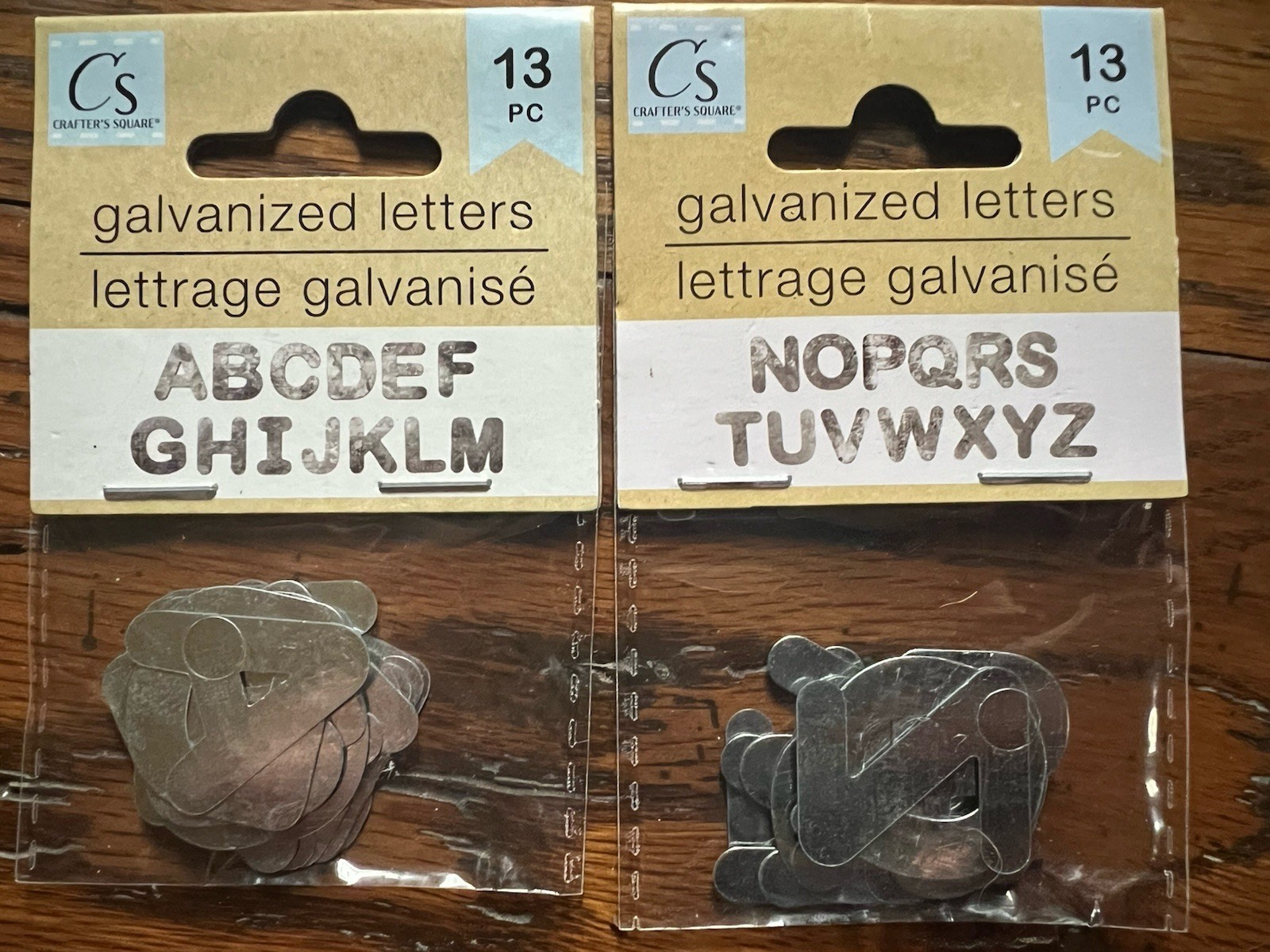 One set Galvanized Metal Letters 1" in Tall A-Z Full Alphabet Crafter’s Square