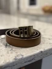 FRYE Genuine Leather Belt LOGO Tan Brown Size XL Women's belt