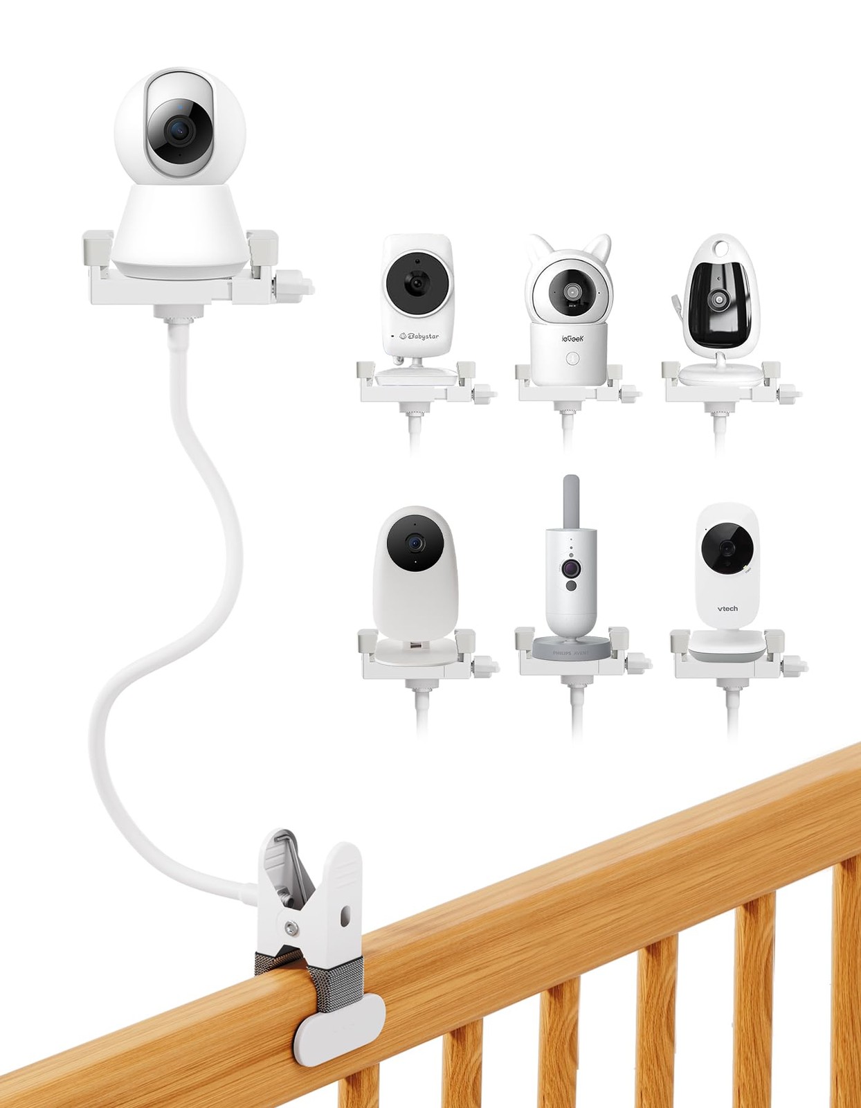 Support moniteur bébé GHB flexible pour caméra de surveillance blanche