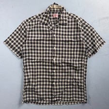 Vintage 60s McGregor Checker Loop Collar Button Up Shirt Made In USA Rockabilly