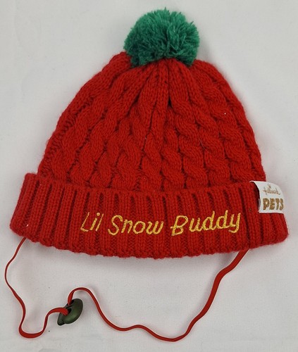 Hallmark Pet Knit Hat "Lil Snow Buddy" Red Christmas Hat Size Sm