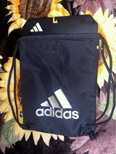 Adidas Ready Sackpack Drawstring Bag Zipper Pockets Black-Gold GB4312