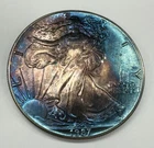1987 - 1 Ounce American Silver Eagle $1 Coin ~ Nice Rainbow Toning