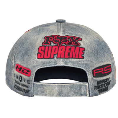 SUPREME FW25 FOX RACING 6 PANEL HAT BLACK DENIM | eBay