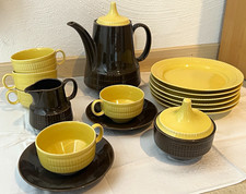 Vintage 70er Jahre Kaffeeservice braun/gelb Set, cp Germany