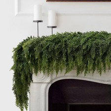 2PCS 6FT Christmas Cedar Garland with 160 Pine Tips, Realistic Faux Garland A...