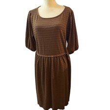Gilli Chocolate Brown Textured Babydoll Dress, Puff Sleeves, Plus Size 1X, NWT