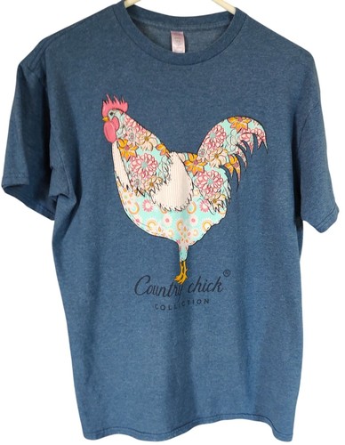 Country Chick Collection T-Shirt Dazzle Up Huhn Blau Damen Medium SIEHE - Bild 1 von 9