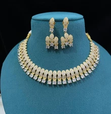 Indian Bollywood Bridal PartyWear Gold Plated cz Jewelry Set Weding Women rm25