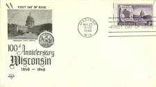 FDC 957 - 3c Wisconsin Statehood Anniversary - 5/29/48 - Madison, WI - Pearson