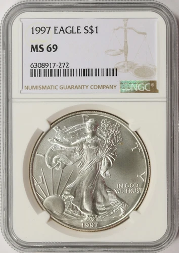 1997 $1 American Silver Eagle NGC MS69