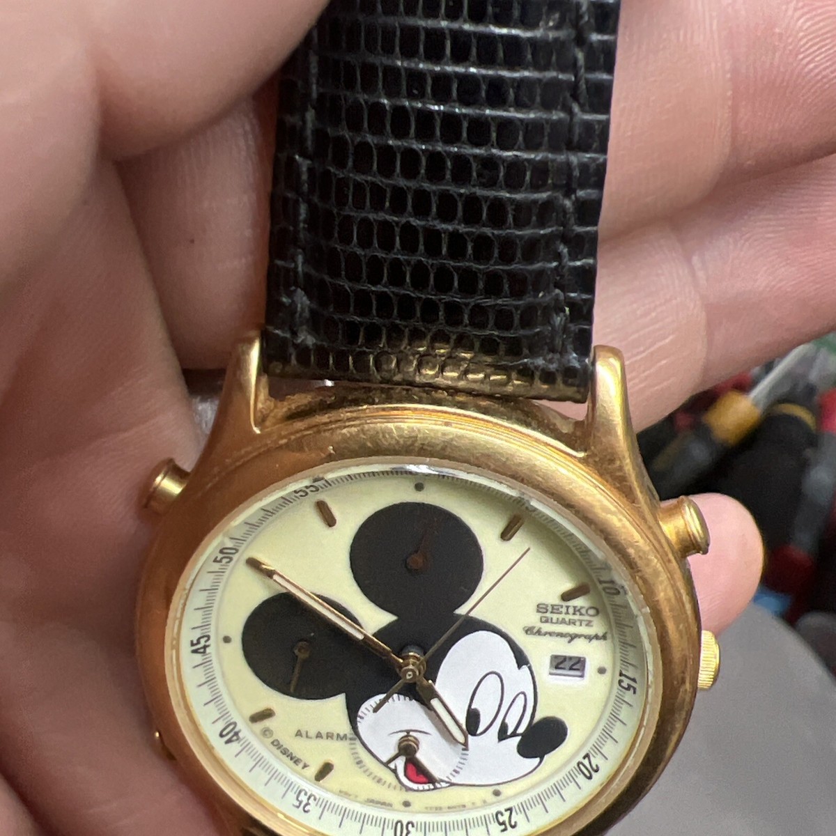 Seiko x Disney Mickey Two-Tone Alarm Chronograph Watch 7T32-6H78
