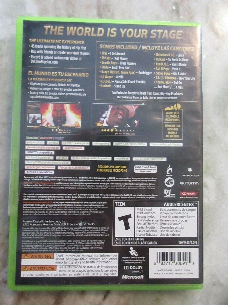 Def Jam Rapstar Xbox 360 Game 