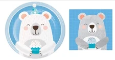 Bear Party Dessert Plates (16) and Beverage Napkins (16) Bundle