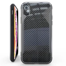 Case for iPhone Xs Max with Carbon Fiber Pattern, 12ft Drop Tested - Black