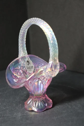 VTG Fenton Hand-Painted Glass Basket