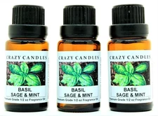 3 Basil Sage & Mint 1/2oz Premium Grade Scented Fragrance Oil Crazy Candles