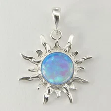 Blue Sun / Star FIRE OPAL Pendant - 925 STERLING SILVER #104e