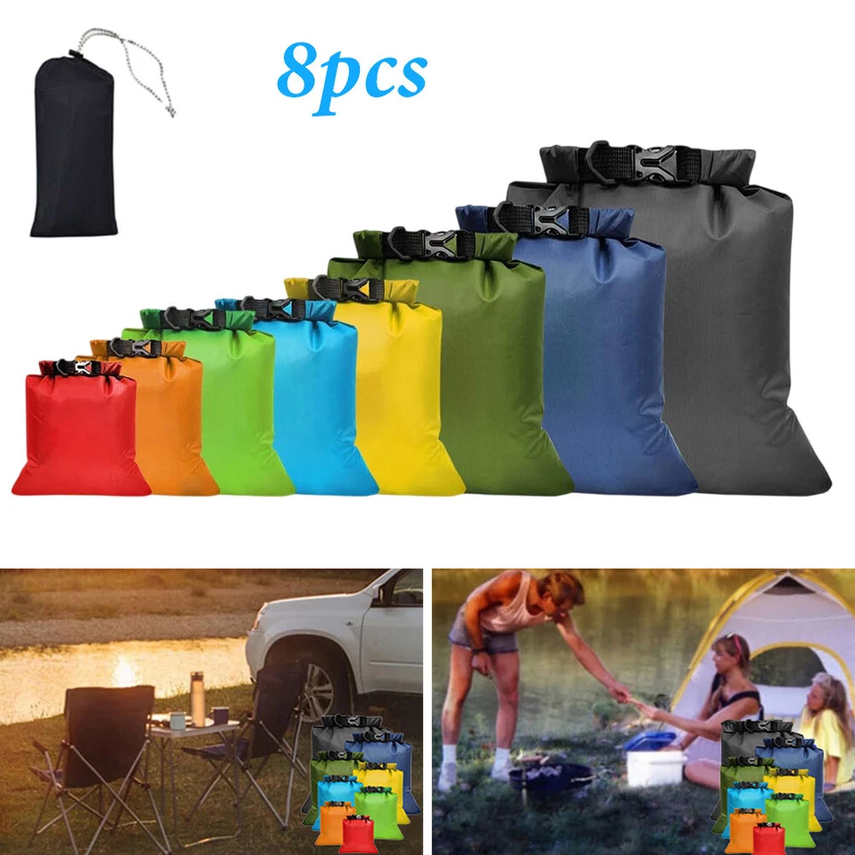 8X Drybag Tasche Seesack Packsack Wasserdicht 1.5L~13L Rollbeutel Zur Lagerung
