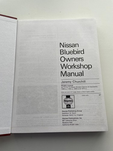 Nissan Bluebird T12 & T72 1986 1990 Saloon & Hatchback Haynes Workshop Manual - Picture 3 of 5