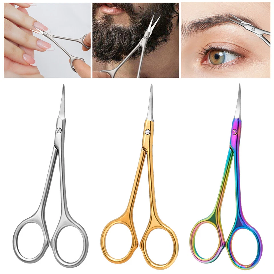 Tijeras de uñas cutícula pestañas nariz ceja manicura plata pequeña recorte curvo Foto 2 de 4