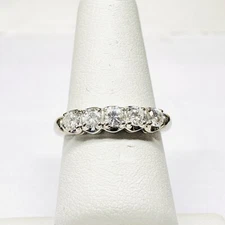 Vintage Signed Bliss 14k White Gold .40cts Round Diamond Band Ring