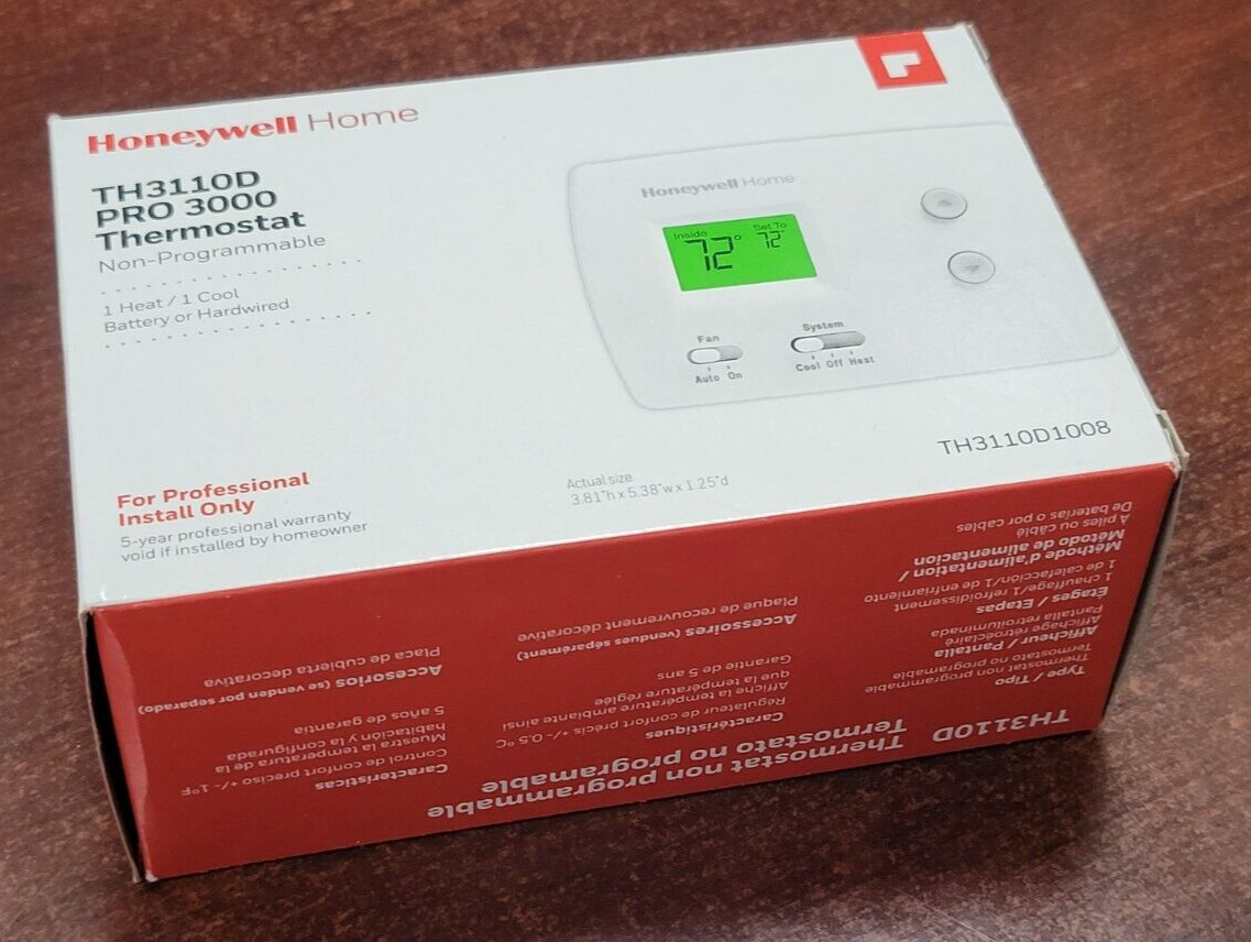 NEW Honeywell Pro 3000 TH3110D1008 Thermostat Non-Programmable