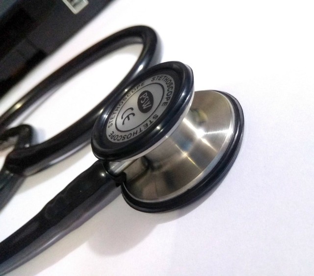 Stethoscope Stainless Steel Dual Head New Black Tubing Soft Ear Tips