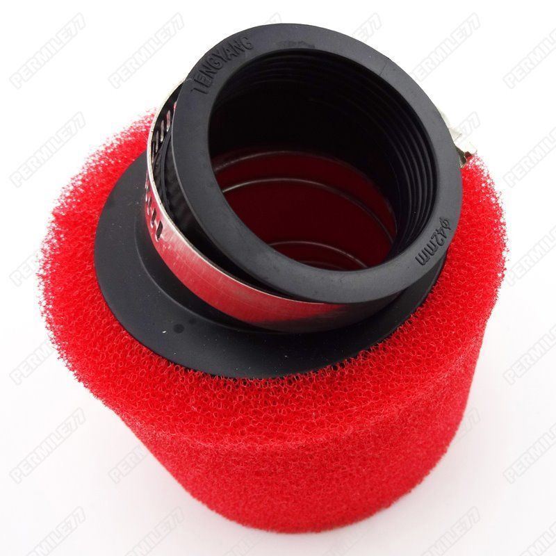 Red 42mm Angled Foam Pod Air Filter - Fits 125cc To 150cc Pit Bikes, Dirt Bikes & GY6 Mopeds | High Flow Replacement