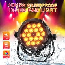 Waterproof LED Par Can Light 18x15W RGBWA+UV Outdoor Stage Lighting DJ DMX Show