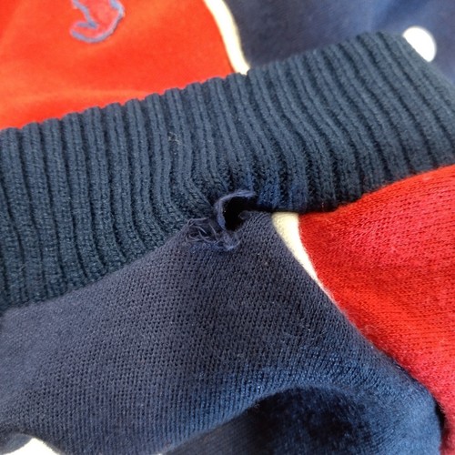 Vintage Izod Lacoste Youth Size 4 Sweatshirt Snap Up Blue Red White Flawed READ - Picture 14 of 16