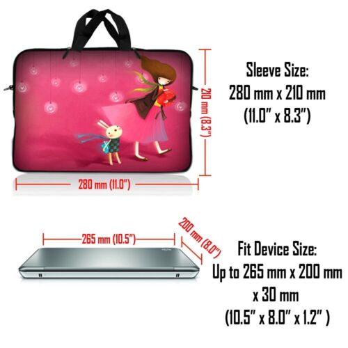 10 Inch Tablet Laptop Sleeve Bag Carry Case iPad Pouch w/ Shoulder Strap Pink - Picture 2 of 3