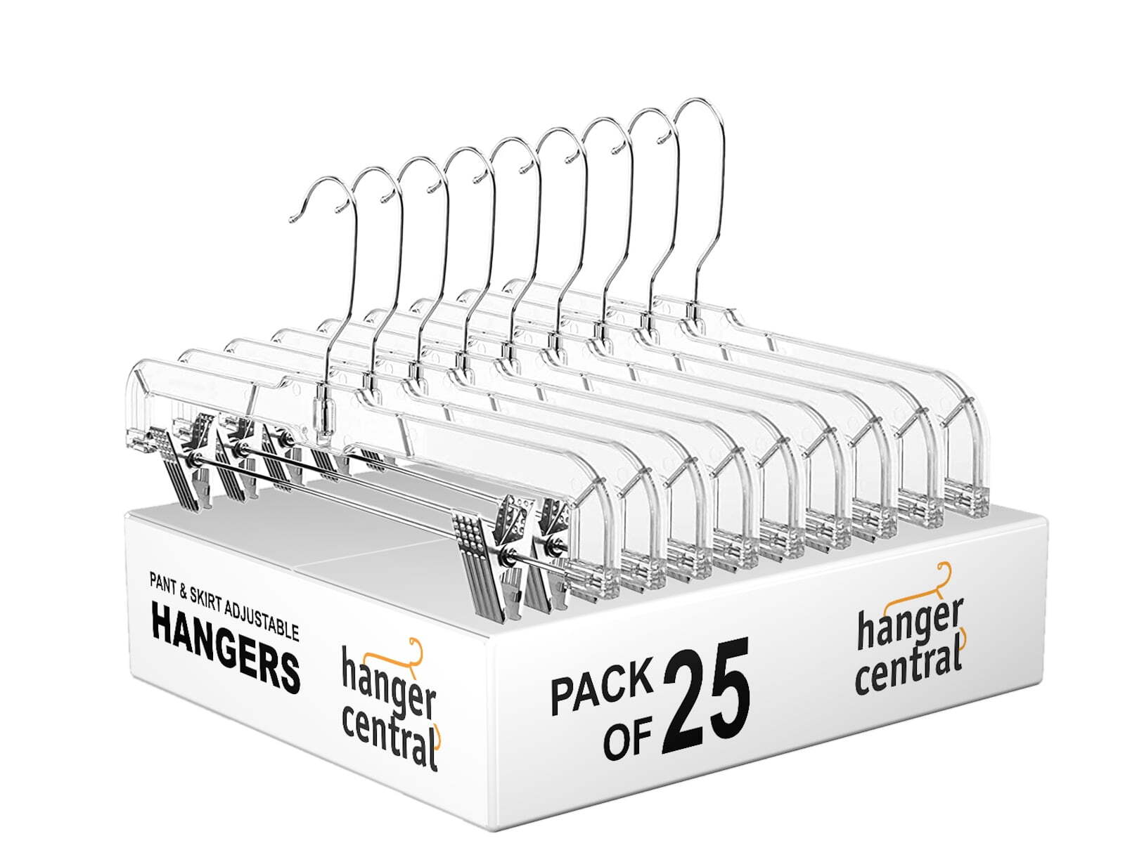 25 Pack Clear Plastic Pants Hangers with Clips, 14 inch eBay