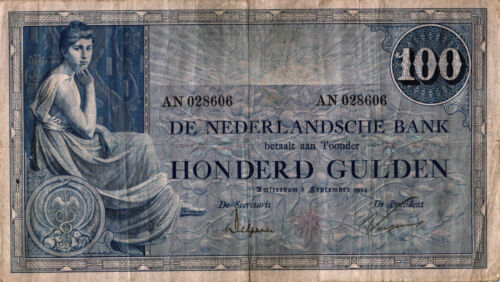 05 Netherlands / Niederlande P39b 100 Gulden 1924 - Afbeelding 1 van 2