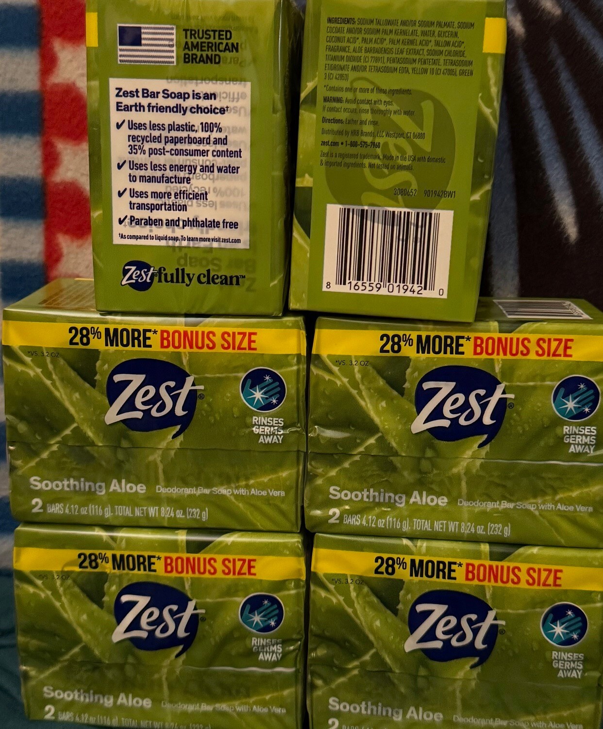 12 Bars Zest Soothing Aloe Deodorant Bar Soap with Aloe Vera 4.12 oz each