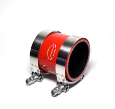 4-Ply Reinforced 2.25" ID Straight Coupler Silicone Hose + T Bolt Clamp RED