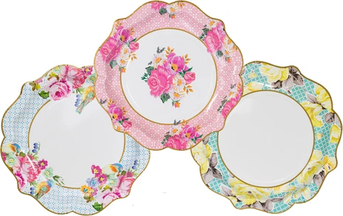 Afternoon Tea Party Plates Luxury Vintage Style Floral Paper Plates Assort x 12