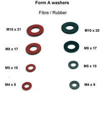 Form A Fibre or Rubber Washers M4 M5 M8 M10. For multiple applications 