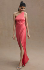 Beautiful: $80 BHLDN Dylan One-Shoulder Coral Satin Gown in Size US4/UK8