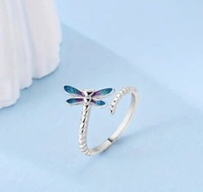 925 Sterling Silver Adjustable Size Dragonfly Ring