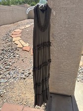 Banana Republic Green Long Ruffle Dress S Small Petite Q