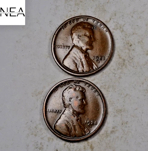 1920-D+1923-S Lincoln Wheat Cent Set/Lot ~ Very Fine VF ~ 2 Coins ~ ZWL50