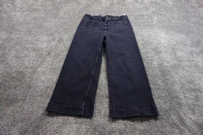 Pilcro Jeans Womens 32 Black The Skipper Wide Leg Crop Sailor Pockets Denim