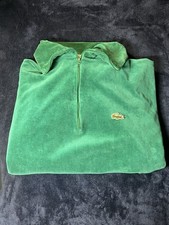 Vintage LACOSTE Velour 1/4 Zip Turtleneck Sweater Green