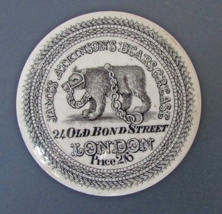 Vintage James Atkinson Bears Grease Lid with Base