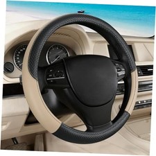 Car Steering Wheel Cover, Microfiber, Leather Patchwork, Black  Beige