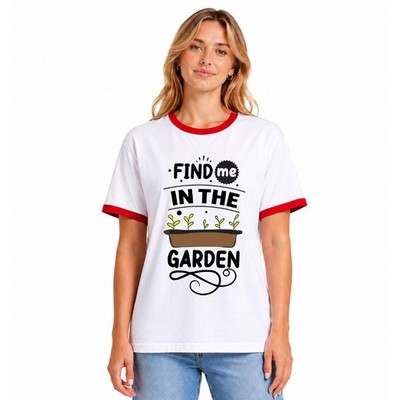 Find Me In The Garden Damen Ringer T-Shirt süß Pflanzenliebhaber Geburtstag Geschenk