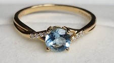 Handmade Natural Aquamarine Gemstone Diamond Gold Ring Engagement Wedding Bridal