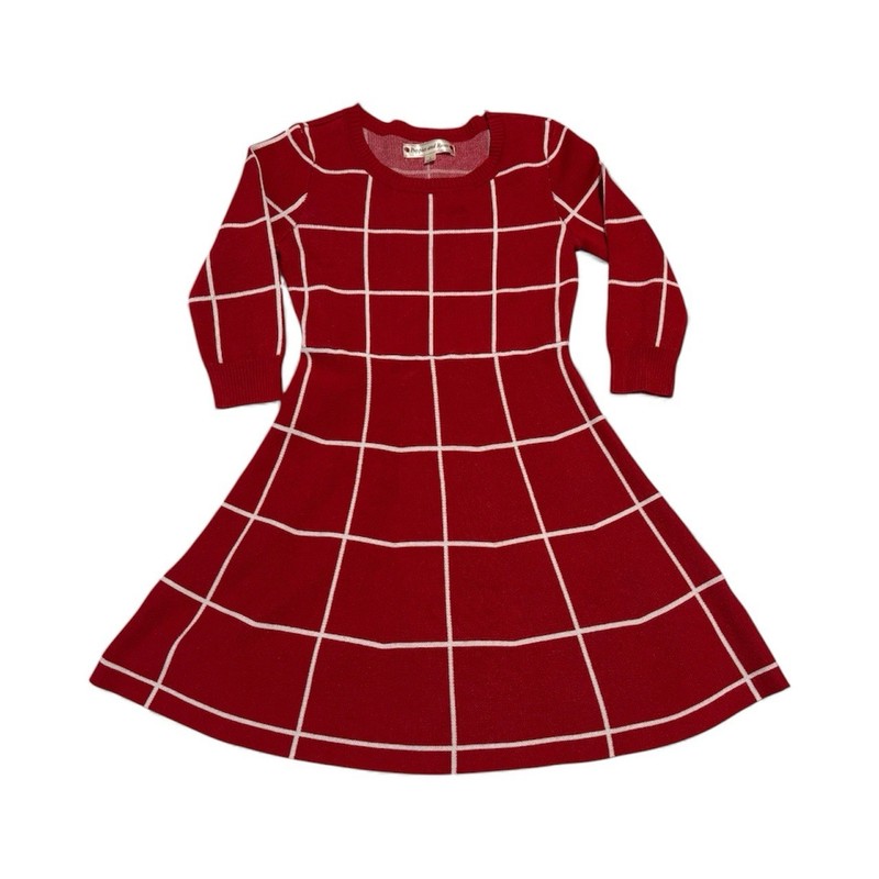 Poppies and Roses Red Grid Dress - Size 8
