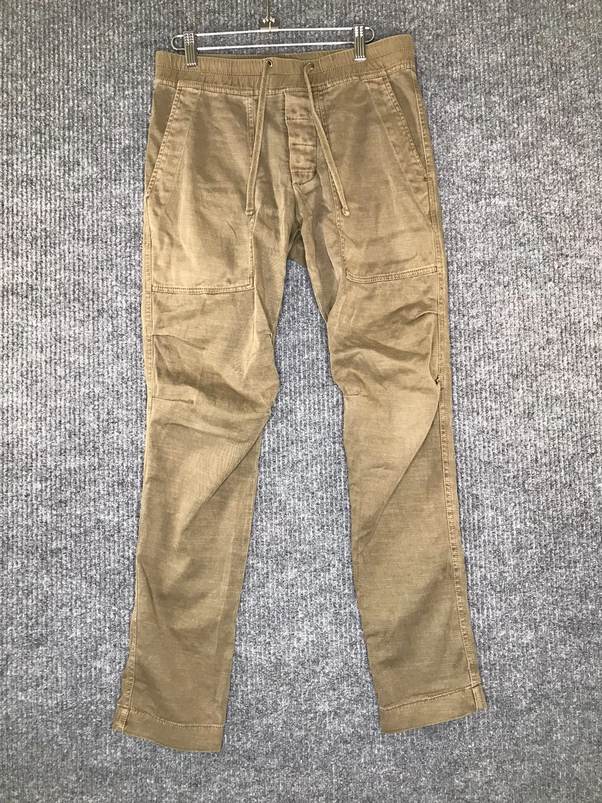 James Perse Men Army Slub Utility Pants Green Sz 0 30x30 Concrete Pigment Cotton